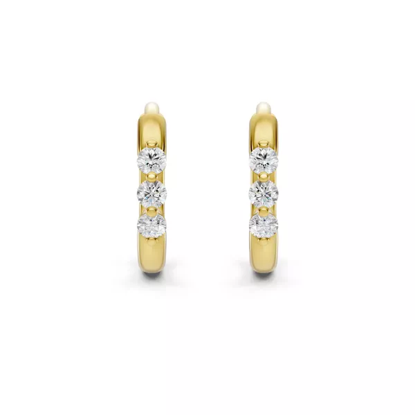 Three-Stone Lab Diamond Huggie Earrings