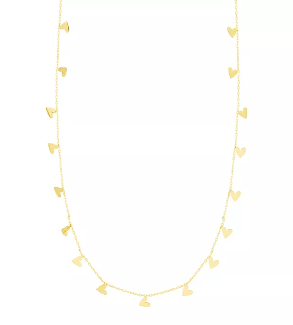 Dangling Heart Station Gold Necklace