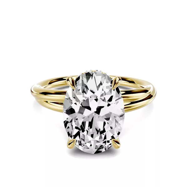 Avalon Double Crossover Hidden Halo 3.00 ct. Oval Lab Engagement Ring