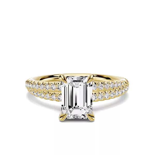 Avalon Double Pavé Crossover 1.00 ct. Emerald-Cut Lab Engagement Ring