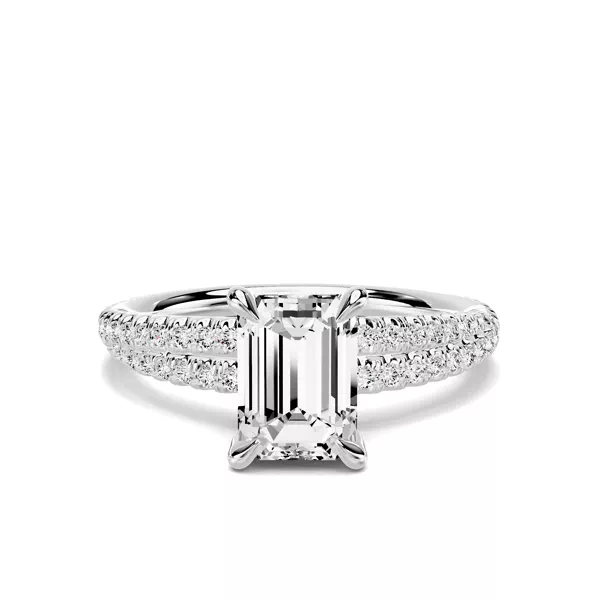 Avalon Double Pavé Crossover 1.00 ct. Emerald-Cut Lab Engagement Ring