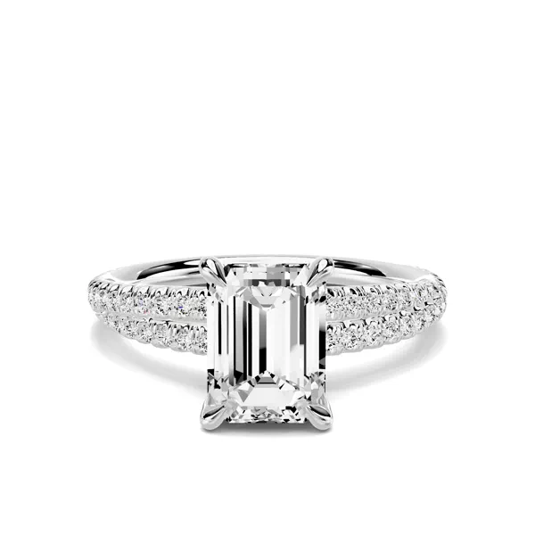 Avalon Double Pavé Crossover 1.50 ct. Emerald-Cut Lab Engagement Ring