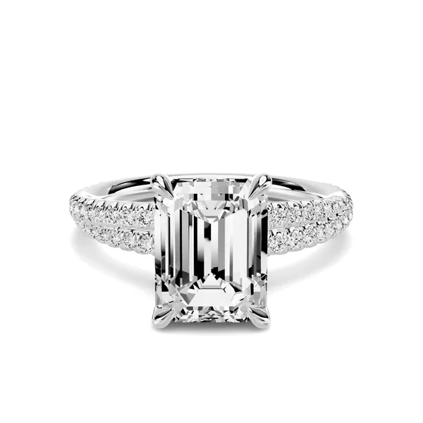 Avalon Double Pavé Crossover 2.00 ct. Emerald-Cut Lab Engagement Ring