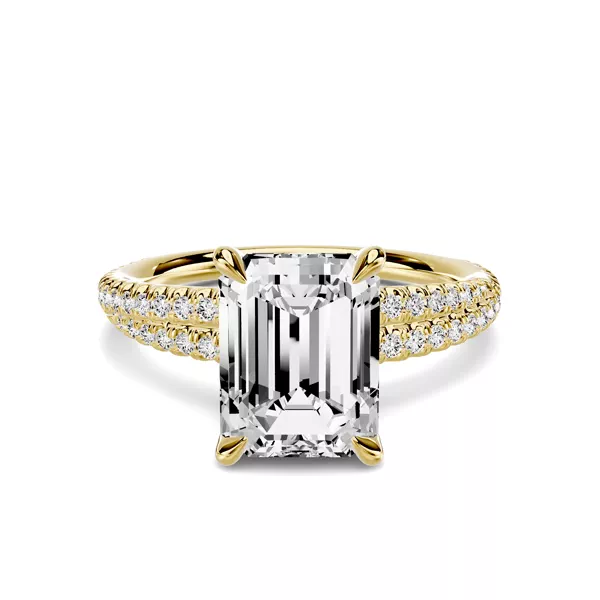 Avalon Double Pavé Crossover 2.50 ct. Emerald-Cut Lab Engagement Ring