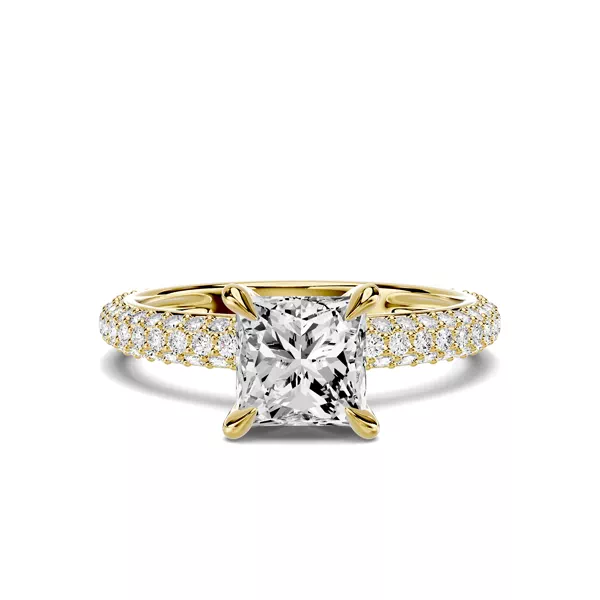 Selora Rolled Pavé 1.00 ct. Princess-Cut Lab Engagement Ring