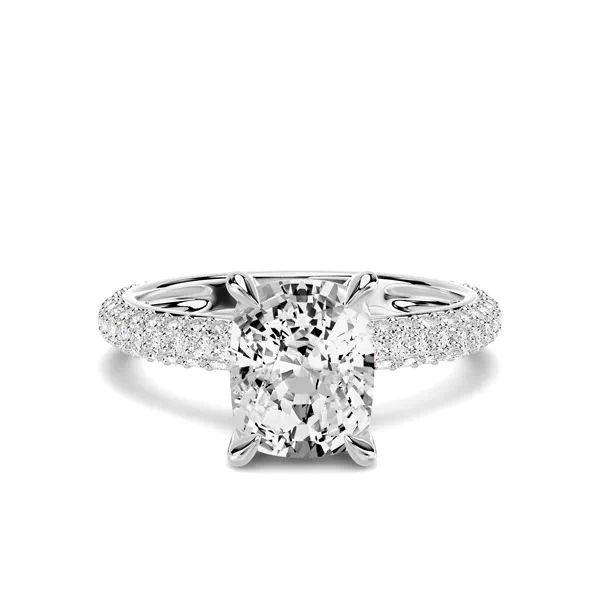 Selora Rolled Pavé 1.50 ct. Elongated Cushion Lab Engagement Ring