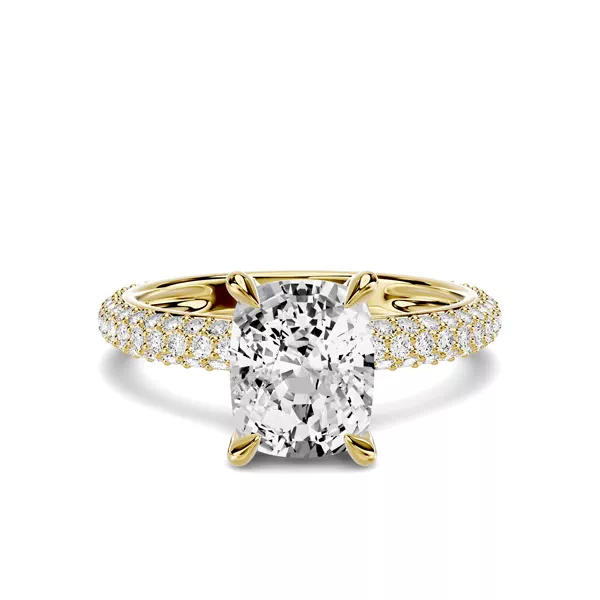 Selora Rolled Pavé 1.50 ct. Elongated Cushion Lab Engagement Ring