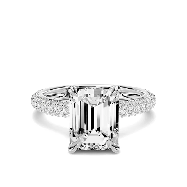 Selora Rolled Pavé 3.00 ct. Emerald-Cut Lab Engagement Ring