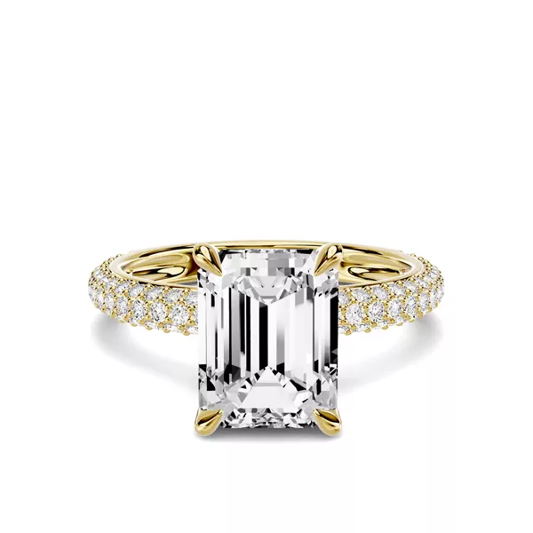 Selora Rolled Pavé 3.00 ct. Emerald-Cut Lab Engagement Ring