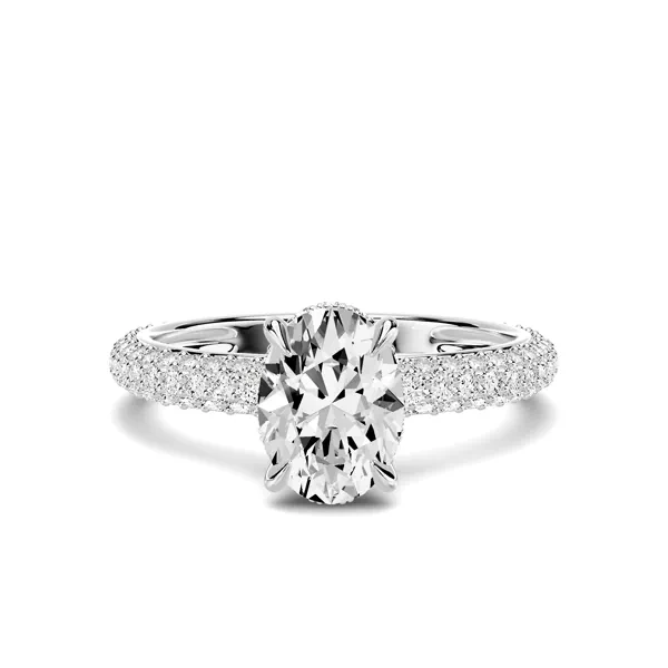 Selora Rolled Pavé Hidden Halo 1.00 ct. Oval Lab Engagement Ring