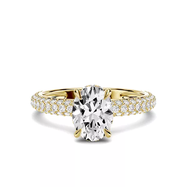 Selora Rolled Pavé Hidden Halo 1.50 ct. Oval Lab Engagement Ring