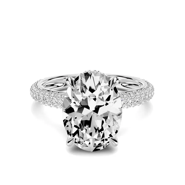 Selora Rolled Pavé Hidden Halo 2.50 ct. Oval Lab Engagement Ring