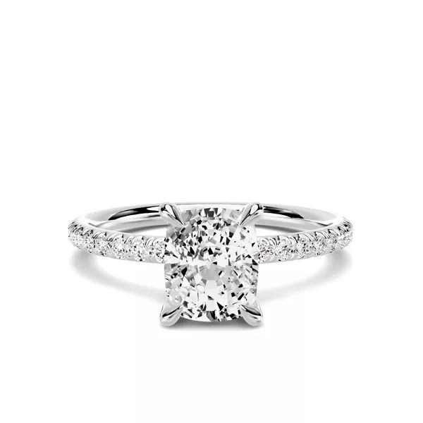 Avalon Classic Pavé 1.00 ct. Elongated Cushion Lab Engagement Ring