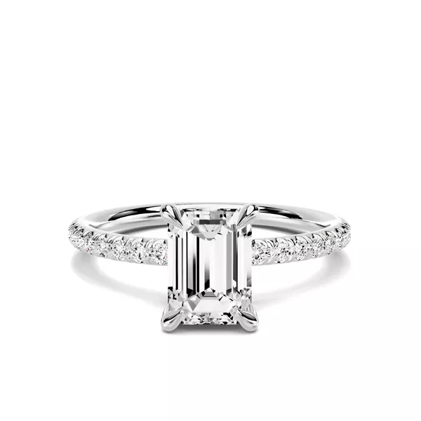 Avalon Classic Pavé 1.00 ct. Emerald-Cut Lab Engagement Ring