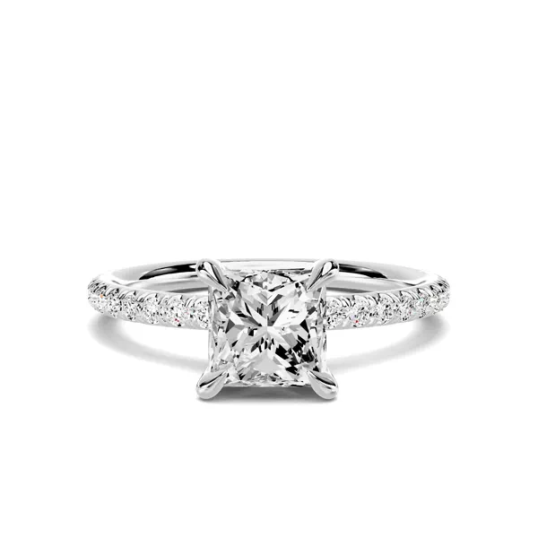 Avalon Classic Pavé 1.00 ct. Princess-Cut Lab Engagement Ring