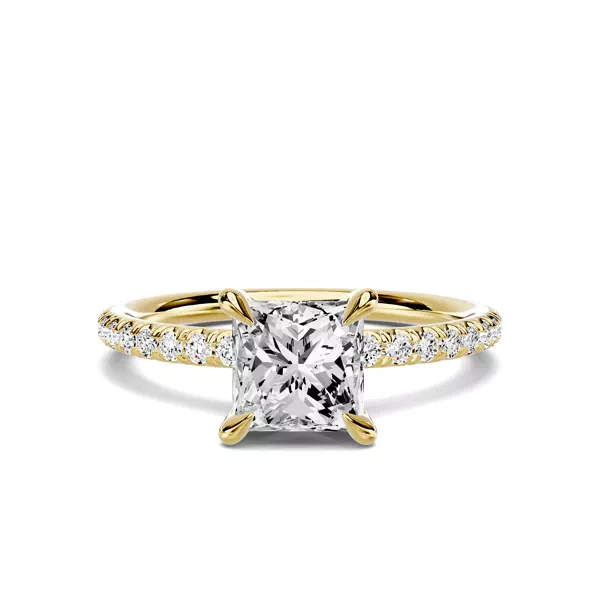 Avalon Classic Pavé 1.00 ct. Princess-Cut Lab Engagement Ring