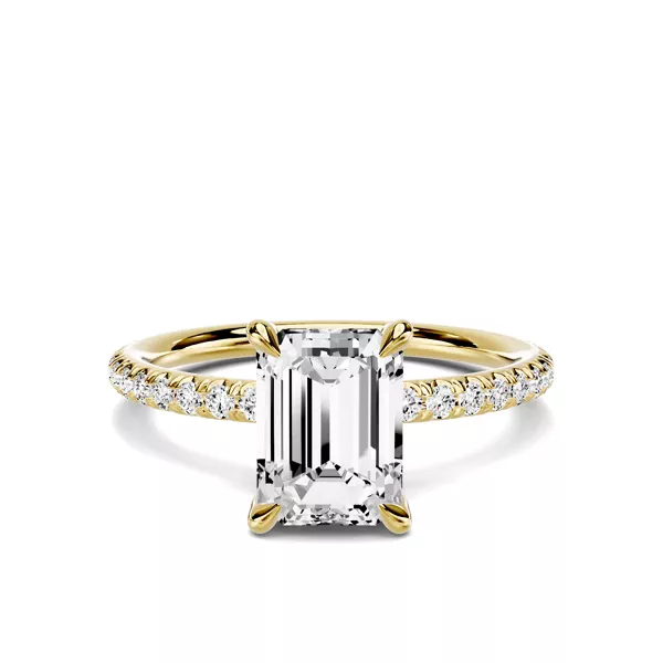 Avalon Classic Pavé 1.50 ct. Emerald-Cut Lab Engagement Ring