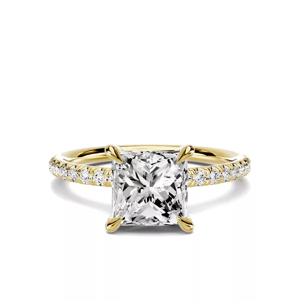 Avalon Classic Pavé 1.50 ct. Princess-Cut Lab Engagement Ring