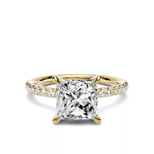 Avalon Classic Pavé 2.00 ct. Princess-Cut Lab Engagement Ring
