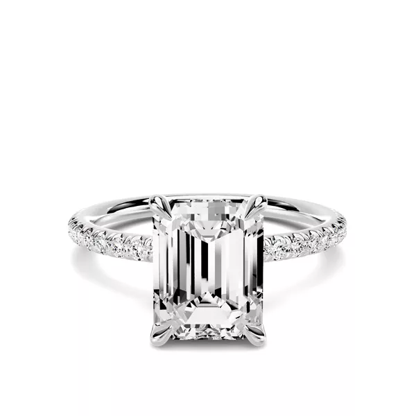 Avalon Classic Pavé 3.00 ct. Emerald-Cut Lab Engagement Ring