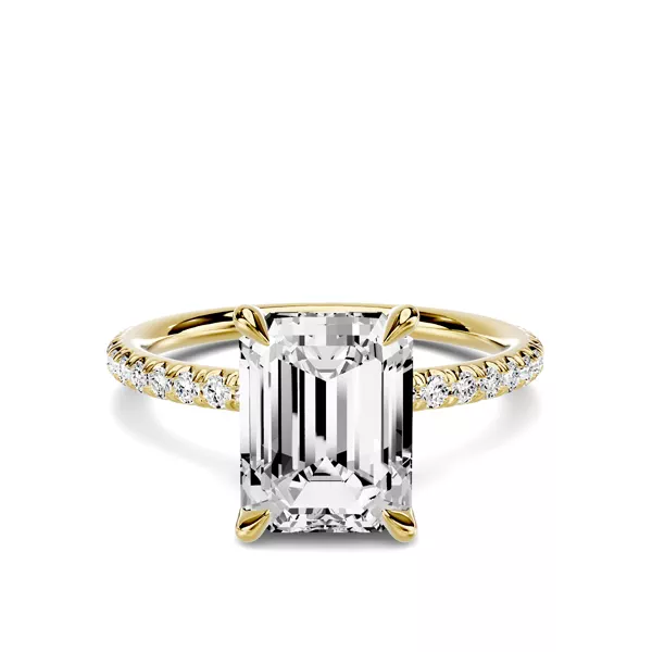 Avalon Classic Pavé 3.00 ct. Emerald-Cut Lab Engagement Ring