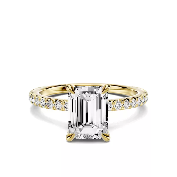 Lumina French Pavé 1.50 ct. Emerald-Cut Lab Engagement Ring