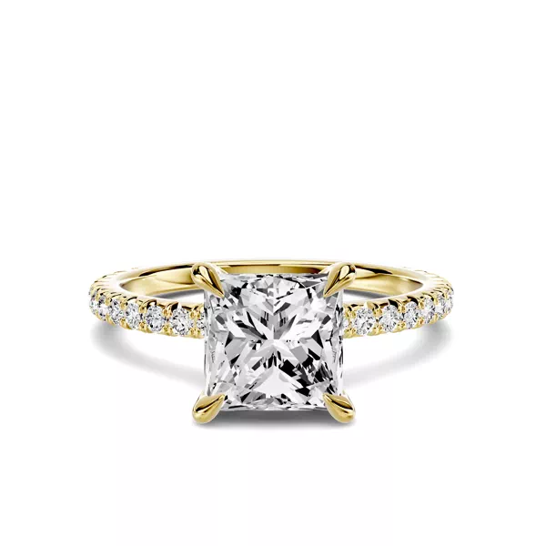 Lumina French Pavé 1.50 ct. Princess-Cut Lab Engagement Ring
