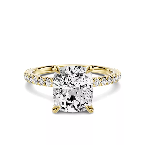 Lumina French Pavé 2.50 ct. Elongated Cushion Lab Engagement Ring