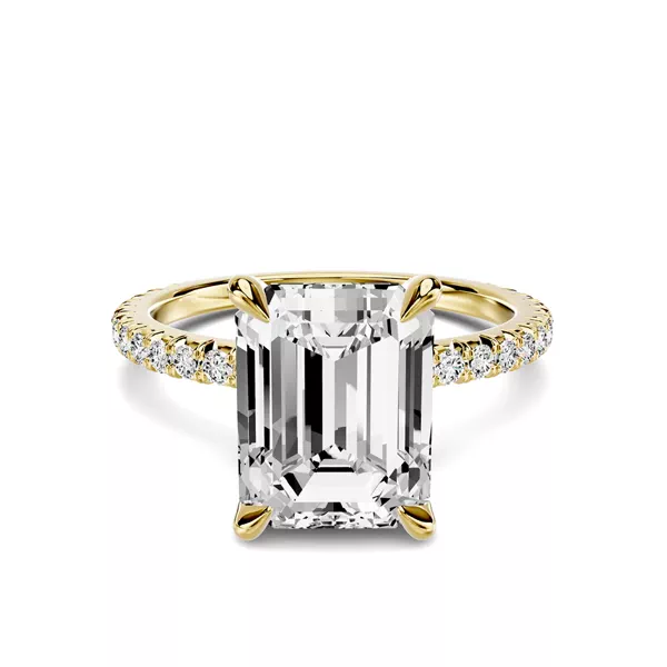 Lumina French Pavé 2.50 ct. Emerald-Cut Lab Engagement Ring