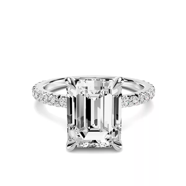Lumina French Pavé 3.00 ct. Emerald-Cut Lab Engagement Ring