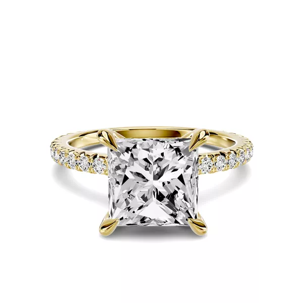 Lumina French Pavé 3.00 ct. Princess-Cut Lab Engagement Ring