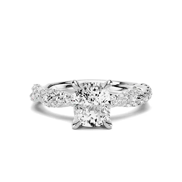 Riona Double Pavé Twist 1.00 ct. Elongated Cushion Lab Engagement Ring