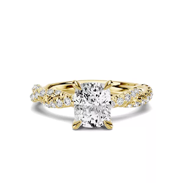 Riona Double Pavé Twist 1.00 ct. Elongated Cushion Lab Engagement Ring