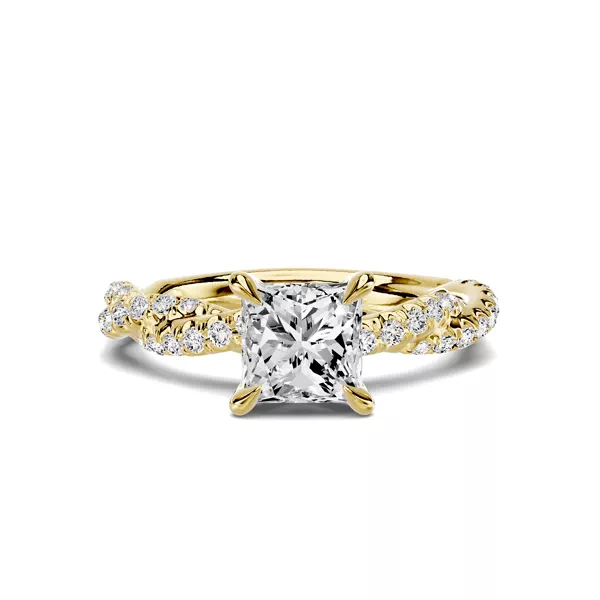 Riona Double Pavé Twist 1.00 ct. Princess-Cut Lab Engagement Ring