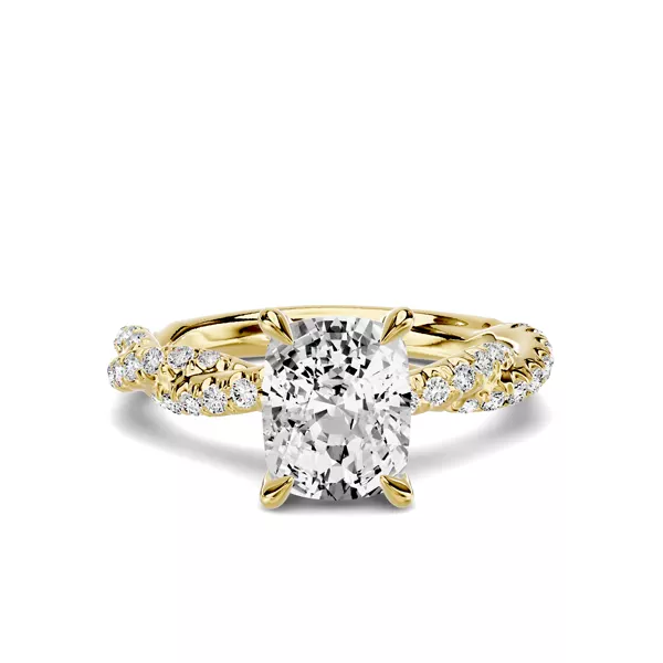 Riona Double Pavé Twist 1.50 ct. Elongated Cushion Lab Engagement Ring