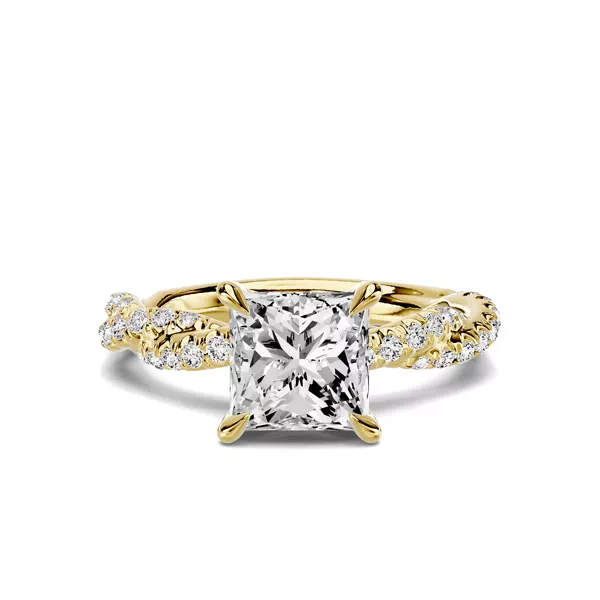 Riona Double Pavé Twist 1.50 ct. Princess-Cut Lab Engagement Ring