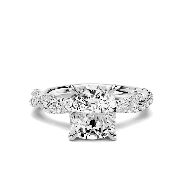 Riona Double Pavé Twist 2.00 ct. Elongated Cushion Lab Engagement Ring