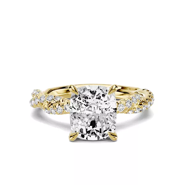 Riona Double Pavé Twist 2.00 ct. Elongated Cushion Lab Engagement Ring