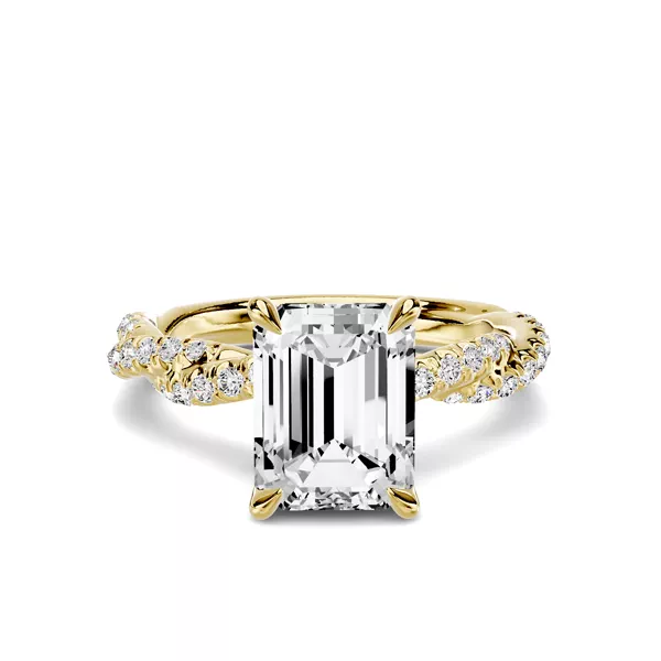 Riona Double Pavé Twist 2.00 ct. Emerald-Cut Lab Engagement Ring