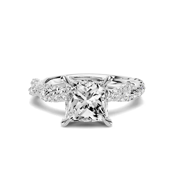 Riona Double Pavé Twist 2.00 ct. Princess-Cut Lab Engagement Ring