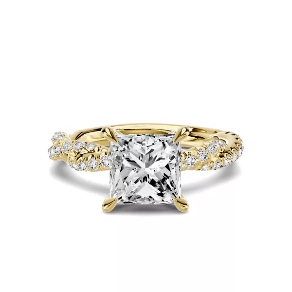 Riona Double Pavé Twist 3.00 ct. Princess-Cut Lab Engagement Ring