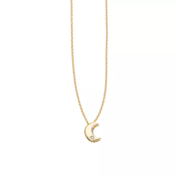 Crescent Moon Diamond Gold Necklace