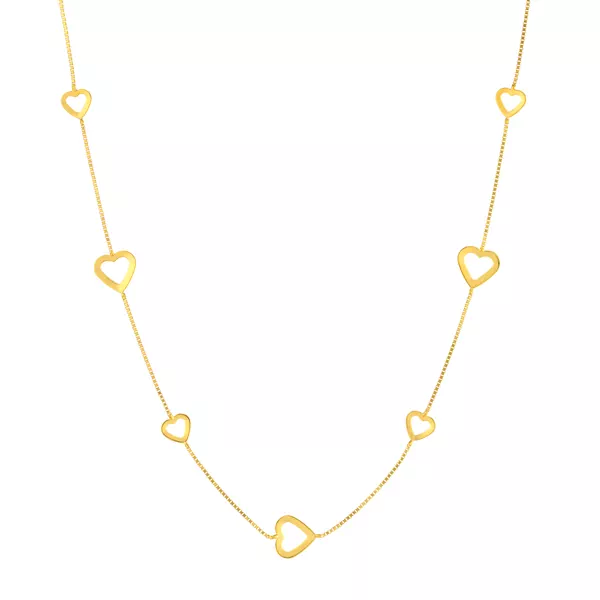Open Hearts Gold Station Necklace