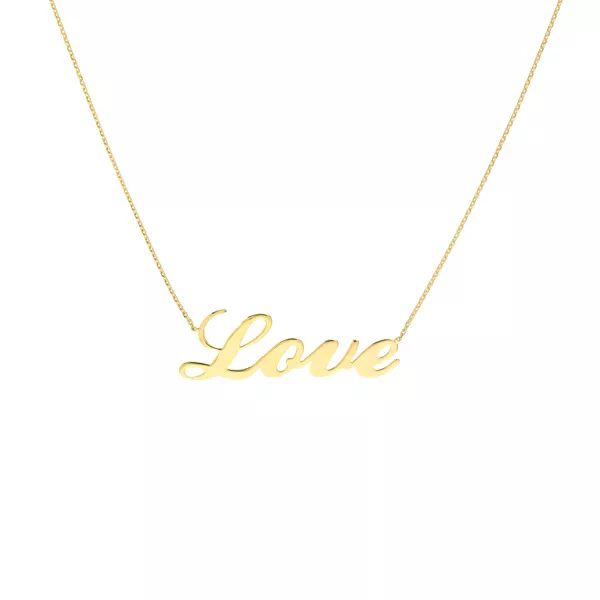 Love Script Gold Necklace
