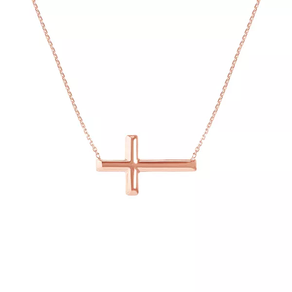 Sideways Gold Cross Necklace