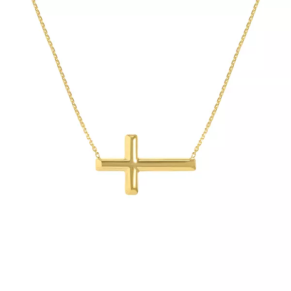 Sideways Gold Cross Necklace