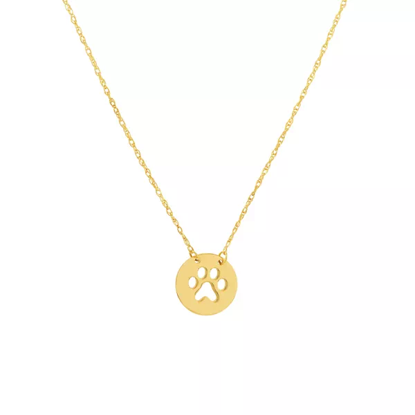 Mini Paw Print Disc Gold Necklace