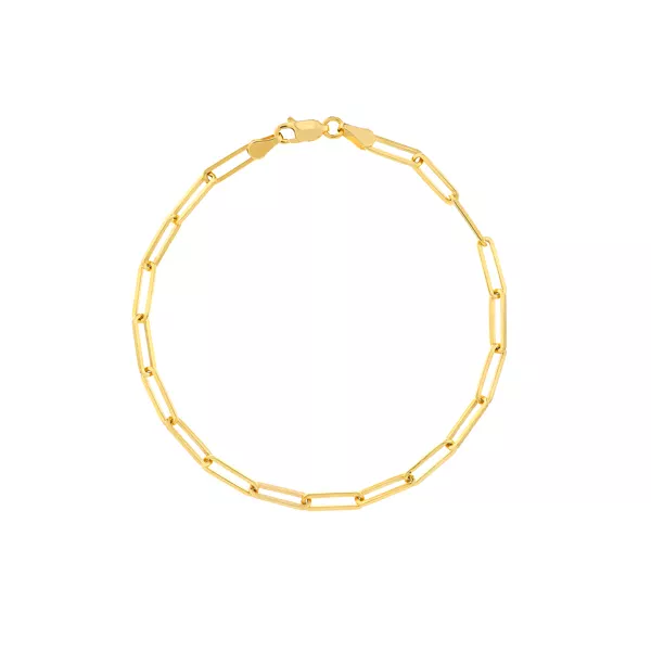 Paper Clip Chain Gold Bracelet (3.8mm, 8 inches)
