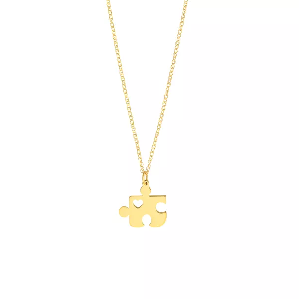Puzzle Piece Heart Gold Necklace
