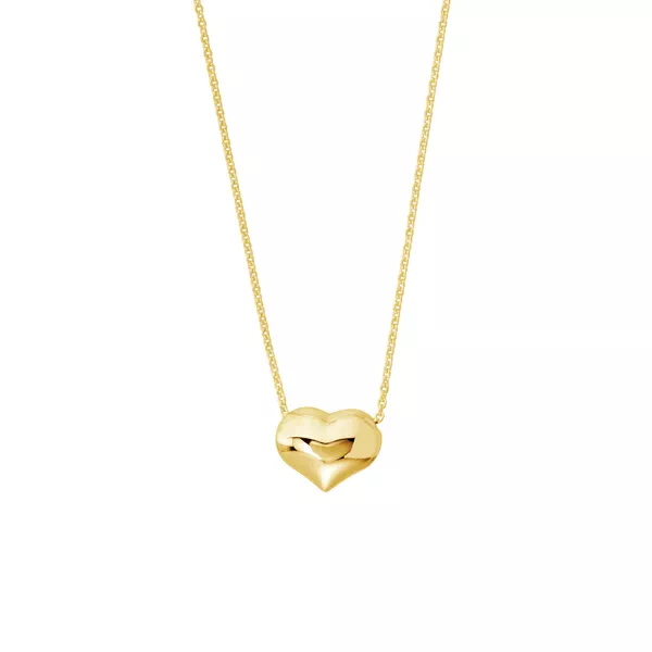 Puffed Heart Gold Necklace